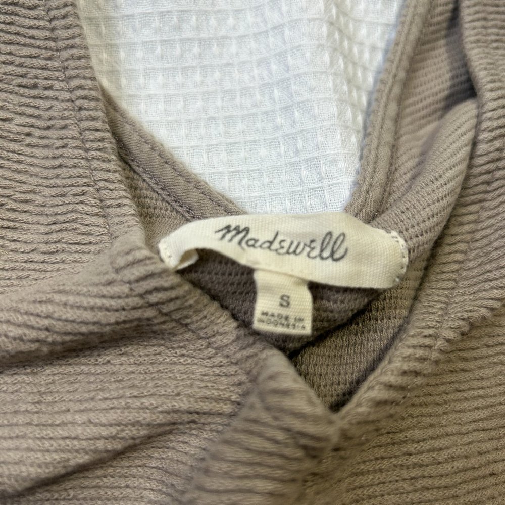 Madewell Tie Front Ribbed Crop  Cotton Tank Top Beige Tan | Size Small - Picture 4 of 5